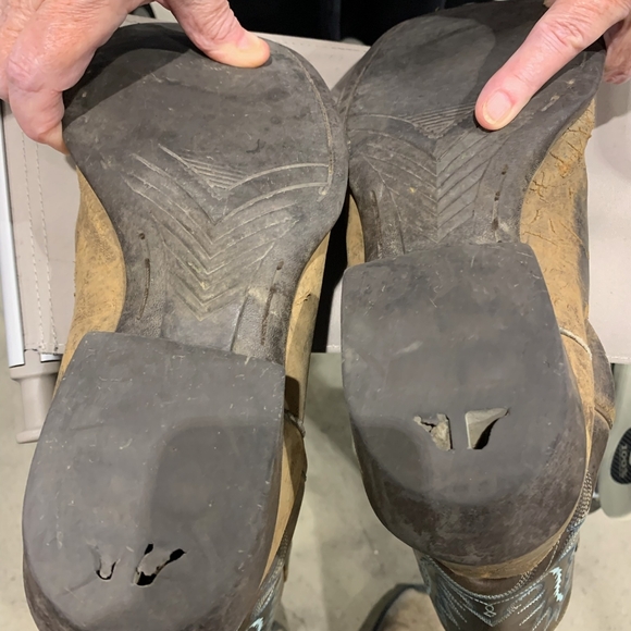 Ariat 9.5 Sport Outfitter Distressed Brown Western Cowboy Boots Blue Stitching - Picture 4 of 10